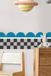Dekoratif Duvar Bordür Stickerı, Dama Desenli Bordür Sticker Folyo Kaplama, 25x115 cm 