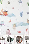 Deniz Canlıları Çocuk Bebek Odası Cam Duvar Sticker Seti