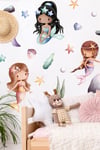 Deniz Kızları Temalı Çocuk Bebek Odası Duvar Cam Sticker Seti