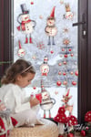 Eğlenceli Kardan Adamlar Ağaç ve Yeni Yıl Figürleri Yılbaşı Sticker Seti,Eğlenceli Cam Duvar Sticker