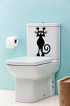 Eğlenceli Klozet Kapağı ve Banyo Sticker - Tırmanan Kedi