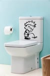 Eğlenceli Klozet Kapağı ve Banyo Sticker - Calvin İşeyen Çocuk