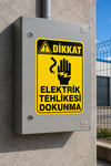 Elektrik Tehlikesi Dokunma Uyarı Stickerı 25x35 cm | UV Baskı | Suya Dayanıklı | Elektrik Pano Uyarı