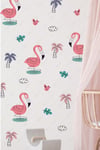 Flamingo Temalı Soft Renklerde Çocuk Bebek Odası Cam Duvar Sticker Seti