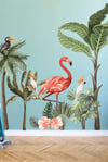 Flamingo ve Kuşlar Safari Tropikal Hayvanlar ve Ağaçlar Çocuk Beb