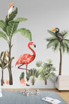 Flamingo ve Kuşlar Safari Tropikal Hayvanlar ve Ağaçlar Çocuk Beb