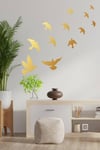 Gold Uçan Kuşlar Dekoratif Duvar Sticker Kuş Sürüsü (58x61cm)