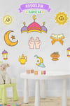 Hoşgeldin Ramazan Dua Cami Ay Fener Figürleri Cam Duvar Dekorasyon Sticker Seti