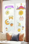Hoşgeldin Ramazan Dua Cami Ay Fener Figürleri Cam Duvar Dekorasyon Sticker Seti
