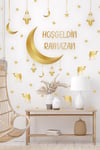 Hoşgeldin Ramazan Gold Detaylı Cam Duvar Sticker Seti
