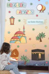 Hoşgeldin Ramazan La İlahe İllallah Yazılı Cami ve Kabe Temalı Cam Duvar Ramazan Sticker Seti