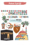 Hoşgeldin Ramazan La İlahe İllallah Yazılı Cami ve Kabe Temalı Cam Duvar Ramazan Sticker Seti