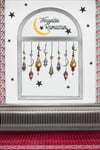 Hoşgeldin Ramazan Renkli Fener Sarkıt Cam Duvar Dekorasyon Sticker Seti