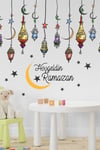 Hoşgeldin Ramazan Renkli Fener Sarkıt Cam Duvar Dekorasyon Sticker Seti