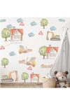 İş Makinaları Duvar Sticker Seti, İş Makinaları Kepçe ve Evler Ağaçlar Sticker Seti