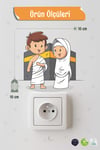 Kabede Küçük Hacılar Ramazan Priz Sticker Seti Duvar Cam Sticker Ramazan Süsü