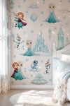 Karlar Ülkesi Temalı Duvar Sticker Seti 84 Parça | Elsa, Anna, Olaf Buz Şatosu Çocuk Odası Sticker