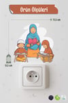 Kuran Okuyan Sevimli Aile Priz Sticker Seti Duvar Cam Sticker Ramazan Süsü Mini Sticker