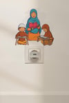 Kuran Okuyan Sevimli Aile Priz Sticker Seti Duvar Cam Sticker Ramazan Süsü Mini Sticker