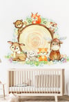 Kütükte Sevimli Hayvanlar Çocuk Bebek Odası Duvar Sticker(85x100c