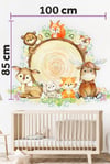 Kütükte Sevimli Hayvanlar Çocuk Bebek Odası Duvar Sticker(85x100c