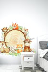 Kütükte Sevimli Hayvanlar Çocuk Bebek Odası Duvar Sticker(60x70cm
