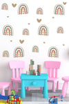 Minik Pastel Tonlarda Gökkuşağı ve Kalpler Sticker Seti