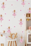 Minik Peri Kızı Balerin Yıldızlar ve Puantiyeler Çocuk Bebek Odası Duvar Cam Sticker Seti