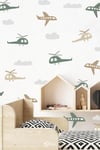 Minik Uçaklar ve Helikopterler Soft Renklerde Çocuk Bebek Odası Sticker Seti