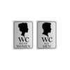 MSticker Bay Bayan Wc Yazısı 13 x 18 cm Metal Gümüş 2'li