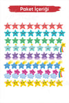 Öğretmenler için Eğlenceli Yıldızlar 3 cm 64 Adet Duvar Defter Cam Sticker Seti