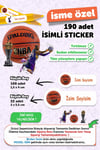 Okul Etiketi Kalem Defter Etiketi Basketbol Temalı Isim Yazılabilen Etiket - 190 Adet