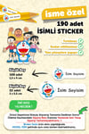 Okul Etiketi Kalem Defter Etiketi Doraemon Temalı Özel Isim Yazılabilen Etiket - 190 Adet