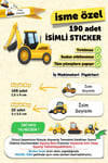 Okul Etiketi Kalem Defter Etiketi İş Makinaları Özel Isim Yazılabilen Etiket - 190 Adet