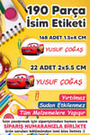 Okul Etiketi Kalem Defter Etiketi Özel Isim Yazılabilen Etiket Cars 190 Adet