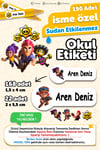Okul Etiketi Kalem Defter isimli Etiket Isim Yazılabilen Brawl Stars - 190 Adet Özel Yeni Tasarım