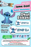 Okul Etiketi Kalem Defter isimli Etiket Isim Yazılabilen Stitch - 190 Adet Özel Yeni Tasarım