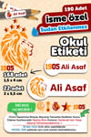Okul Etiketi Kalem Defter isimli Etiket Isim Yazılabilen Galatasaray - 190 Adet Özel Tasarım Etiket