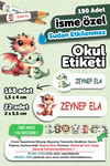 Okul Etiketi Kalem Defter isimli Etiket Isim Yazılabilen Sevimli Hayvanlar - 190 Adet Özel Tasarım