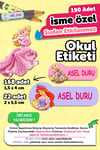 Okul Etiketi Kalem Defter isimli Etiket Isim Yazılabilen Prenses Temalı - 190 Adet Özel Tasarım
