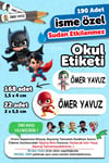 Okul Etiketi Kalem Defter isimli Etiket Isim Yazılabilen DC Karakter - 190 Adet Özel Tasarım