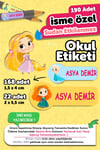 Okul Etiketi Kalem Defter isimli Etiket Isim Yazılabilen Sevimli Prensesler - 190 Adet Özel Tasarım
