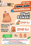 Okul Etiketi Kalem Defter isimli Etiket Isim Yazılabilen Capybara - 190 Adet Özel Yeni Tasarım