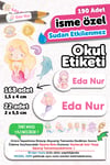 Okul Etiketi Kalem Defter isimli Etiket Isim Yazılabilen Deniz Kızı - 190 Adet Özel Tasarım Etiket