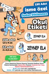 Okul Etiketi Kalem Defter isimli Etiket Isim Yazılabilen Bluey Temalı - 190 Adet Özel Yeni Tasarım