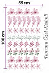 Özel Kesimli Soft Renkli Çiçekler Duvar Sticker