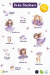 Peri Kızlar Duvar Sticker Seti 51 Parça | Lila Çocuk Odası Duvar Stickerı | Premium PVC Duvar Süsü