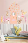 Peri Masalı Sticker Seti , Pembe Peri ve Orman Masalı Cam Duvar Dolap Sticker Seti