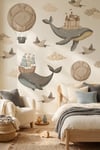 Premium Boho Balina Duvar Sticker Seti 18 Parça | Bebek & Çocuk Odası Kendinden Yapışkanlı Sticker
