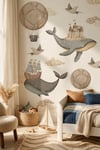 Premium Boho Balina Duvar Sticker Seti 18 Parça | Bebek & Çocuk Odası Kendinden Yapışkanlı Sticker